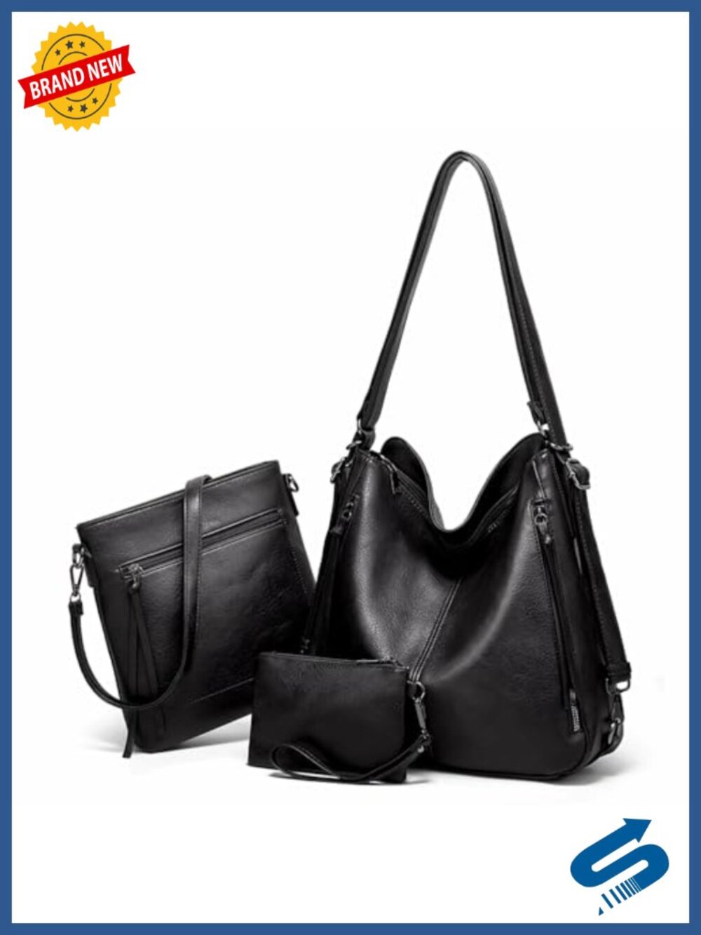 PU Leather Purses 3PCS Hobo Crossbody Bags Set for Women 3 in 1 Convertible